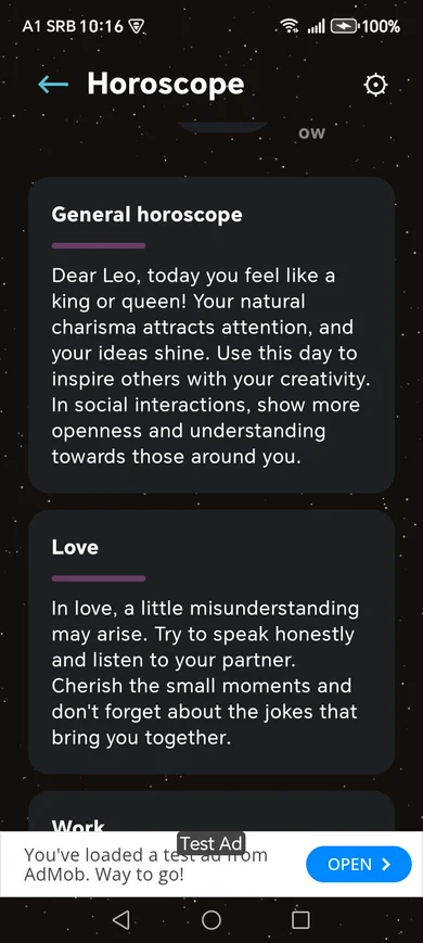Snimak ekrana aplikacije Horoscope: Horoskop — Lav